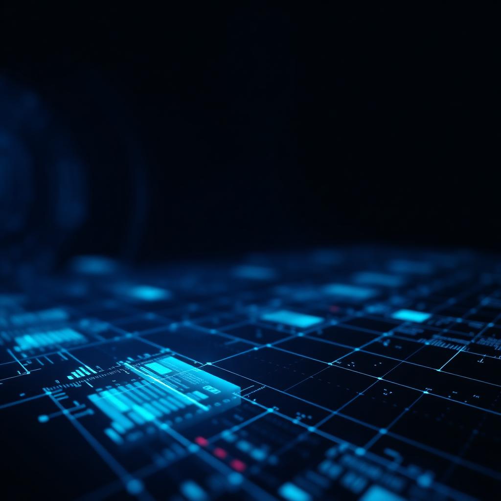 Painel de dados futurista com indicadores em azul